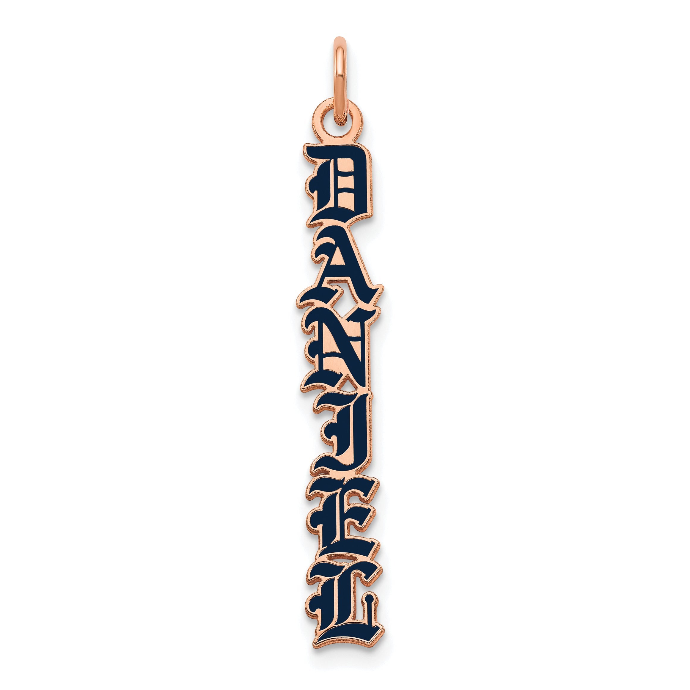 Rose Plated English Towne Font Epoxy Name Plate Charm