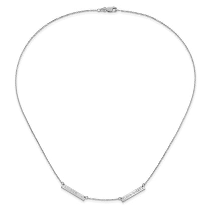 14K White Gold Brushed 2 Station With Diamonds Necklace