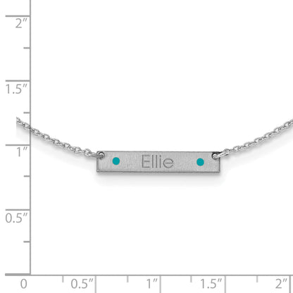 14K White Gold Brushed 1 Station Epoxy Dots Necklace