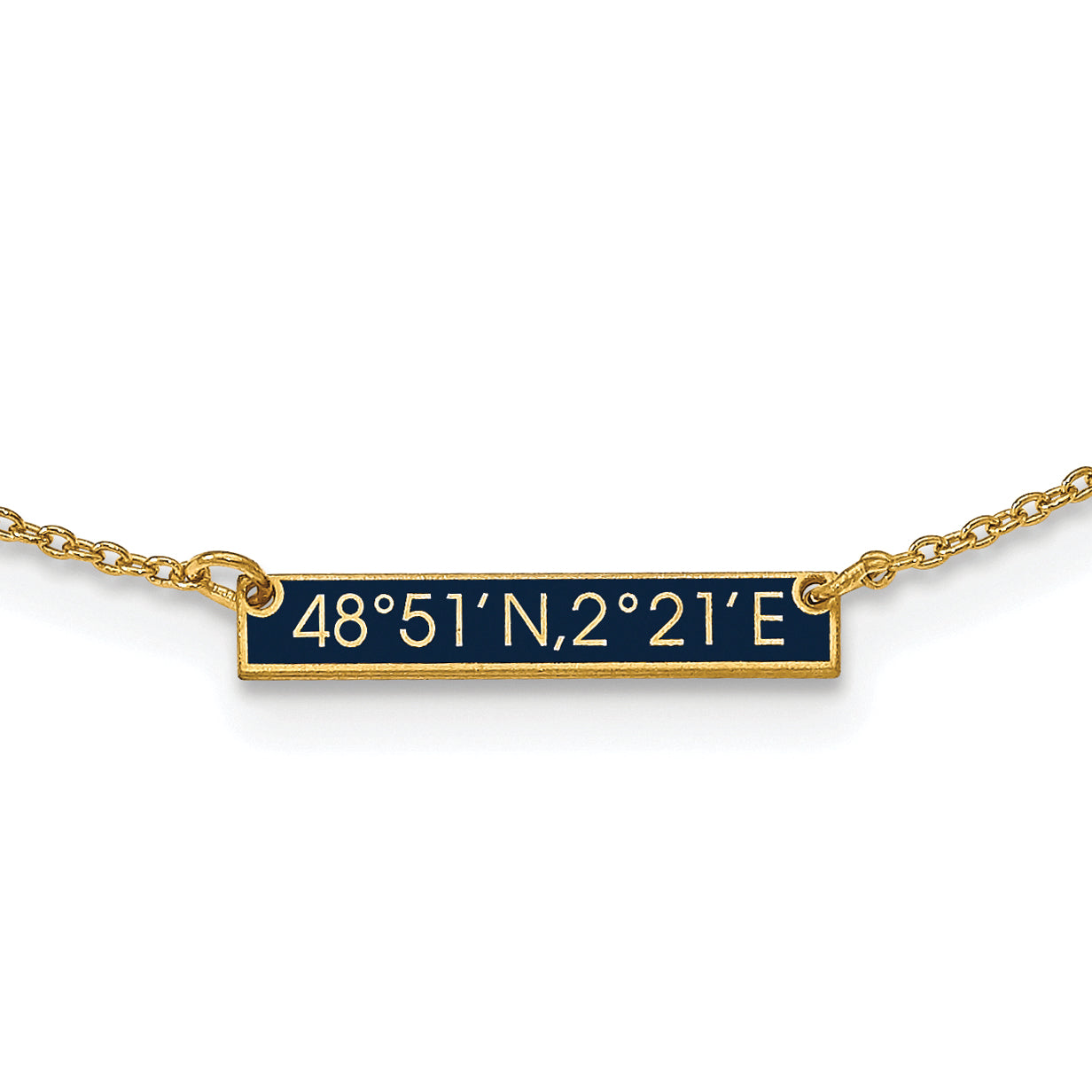 14K Yellow Gold Brushed 1 Station Epoxy Necklace