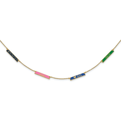 14K Yellow Gold Brushed 4 Station Epoxy Necklace