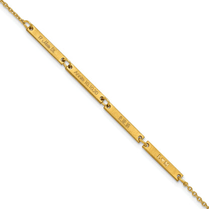 14K Yellow Gold Brushed 4 Station Bracelet