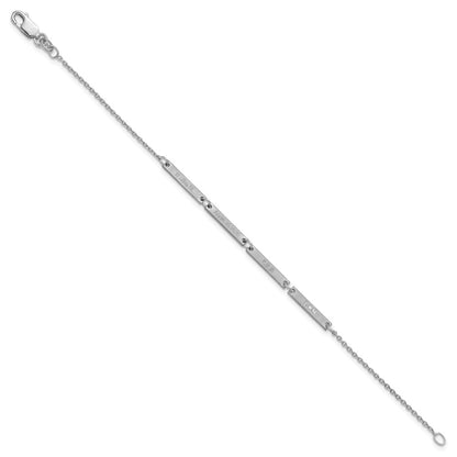 Sterling Silver Silver/Rhodium Plated Brushed 4 Station Bracelet