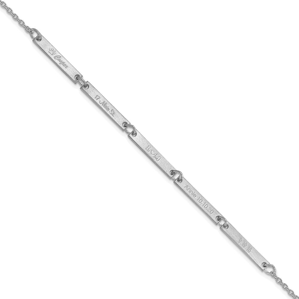 Sterling Silver Silver/Rhodium Plated Brushed 5 Station Bracelet