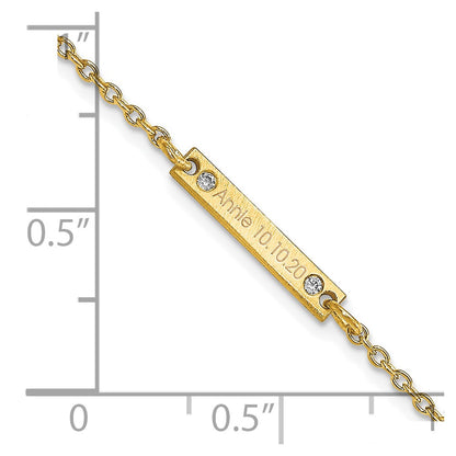 Gold Plated Brushed 1 Station Diamonds Bracelet