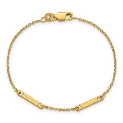 Gold Plated Brushed 2 Station Diamonds Bracelet