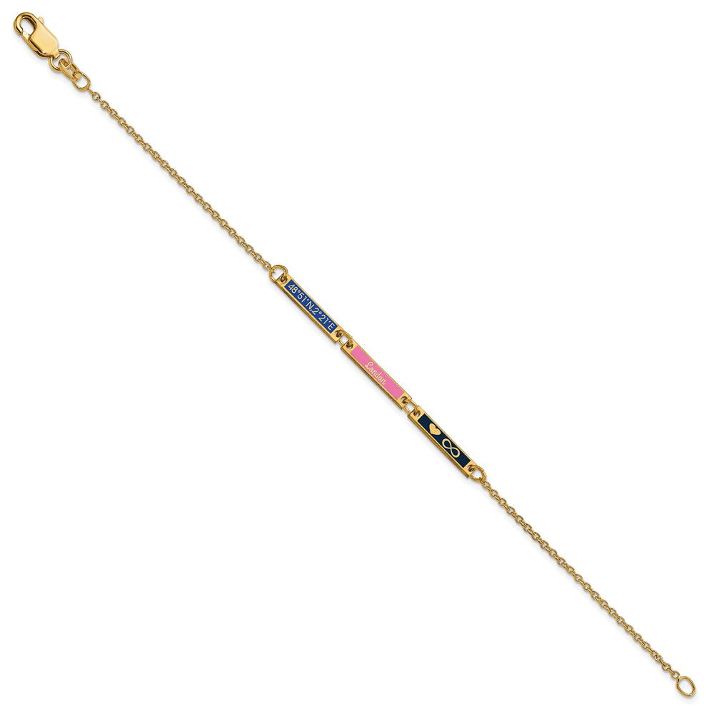 14K Yellow Gold Brushed 3 Station Epoxy Bracelet