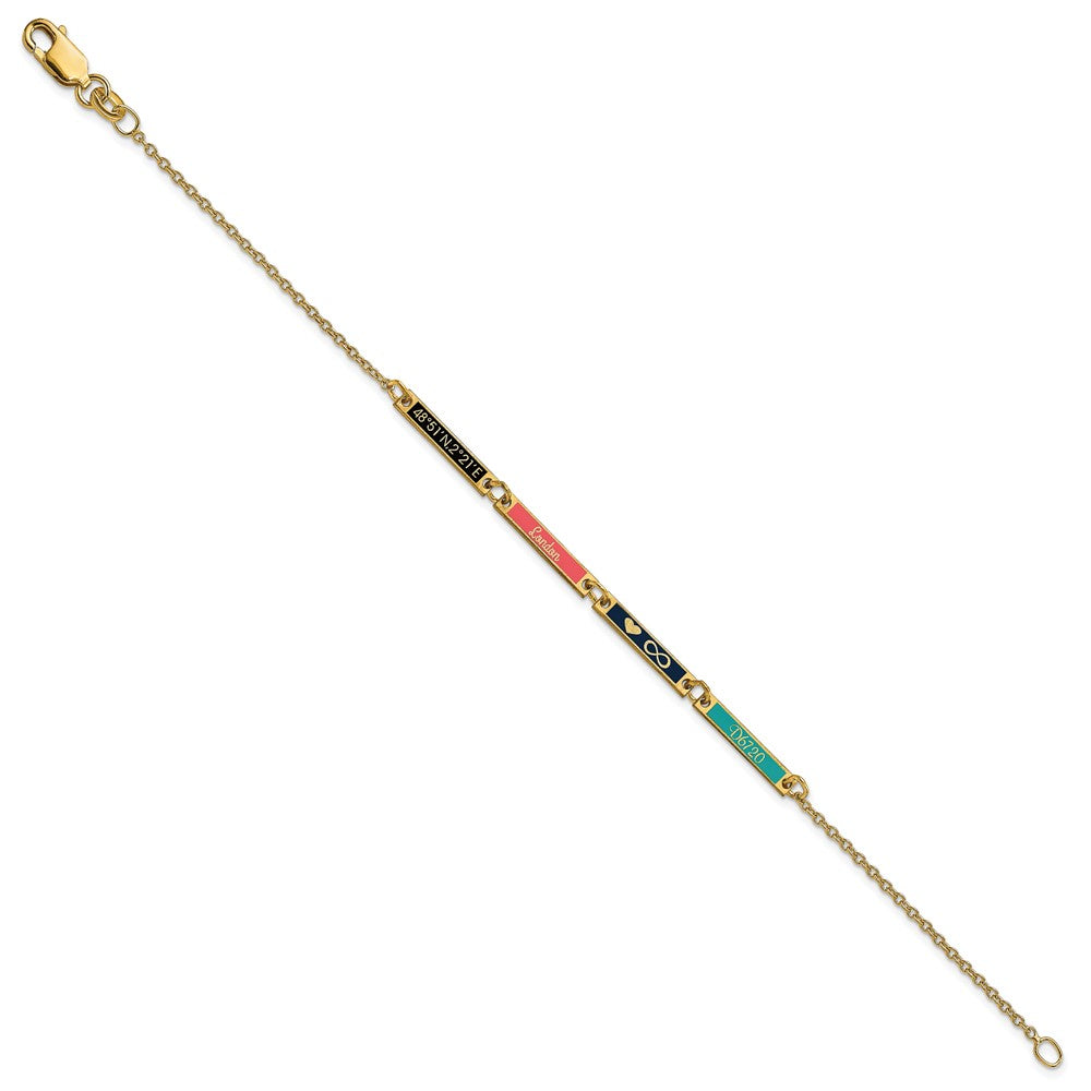 14K Yellow Gold Brushed 4 Station Epoxy Bracelet