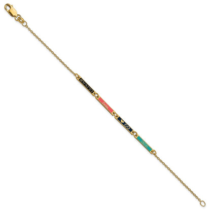 14K Yellow Gold Brushed 4 Station Epoxy Bracelet