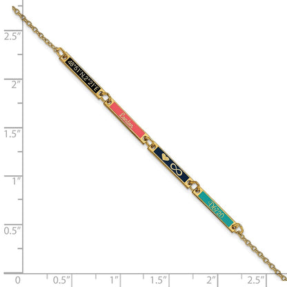14K Yellow Gold Brushed 4 Station Epoxy Bracelet