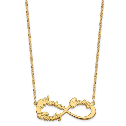 Gold Plated Sterling Silver/Gold 3 Name Infinity Necklace