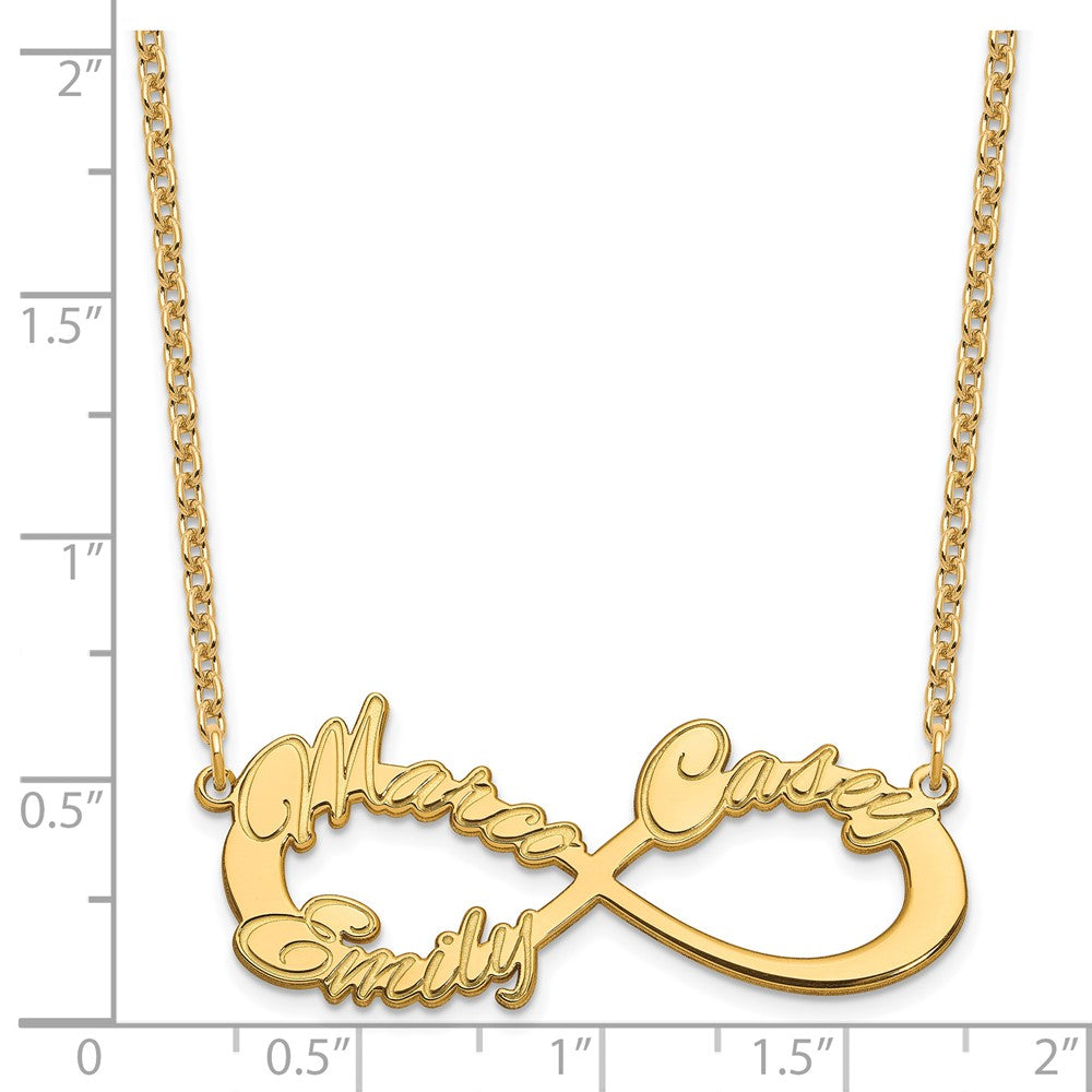 Gold Plated Sterling Silver/Gold 3 Name Infinity Necklace