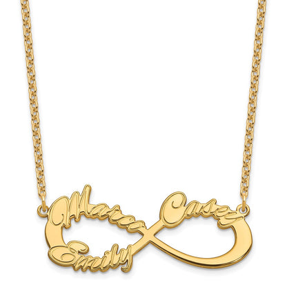 Gold Plated Sterling Silver/Gold 3 Name Infinity Necklace