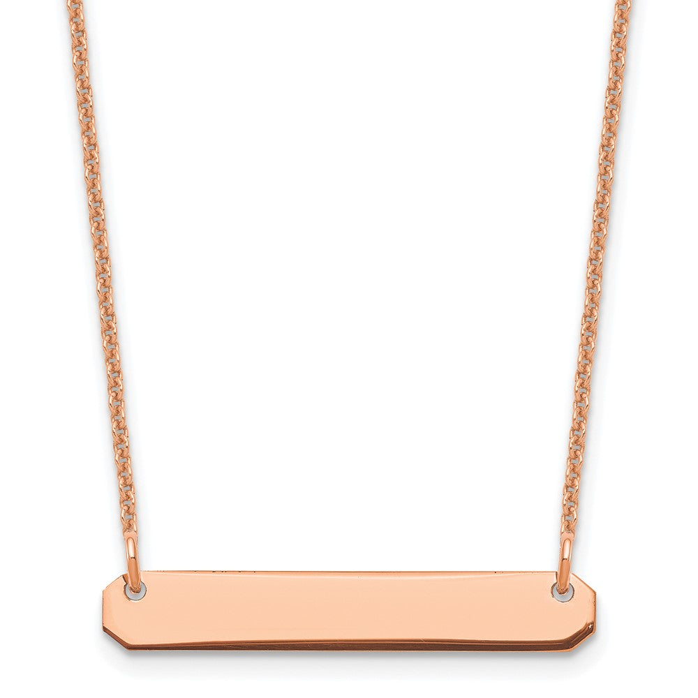 14K Rose Gold Small Blank Bar Necklace