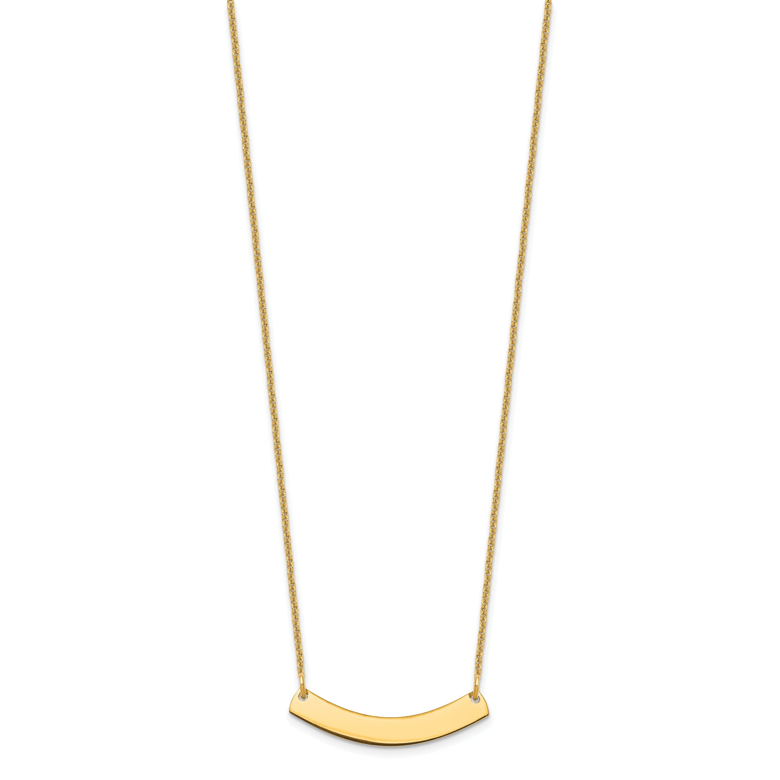 14K Yellow Gold Small Curved Blank Bar Necklace