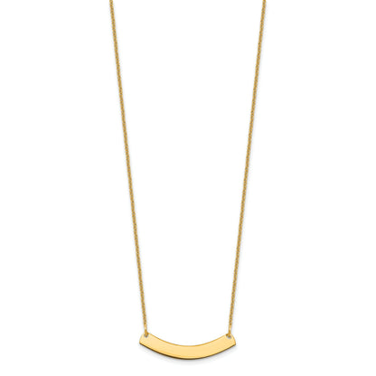 14K Yellow Gold Small Curved Blank Bar Necklace