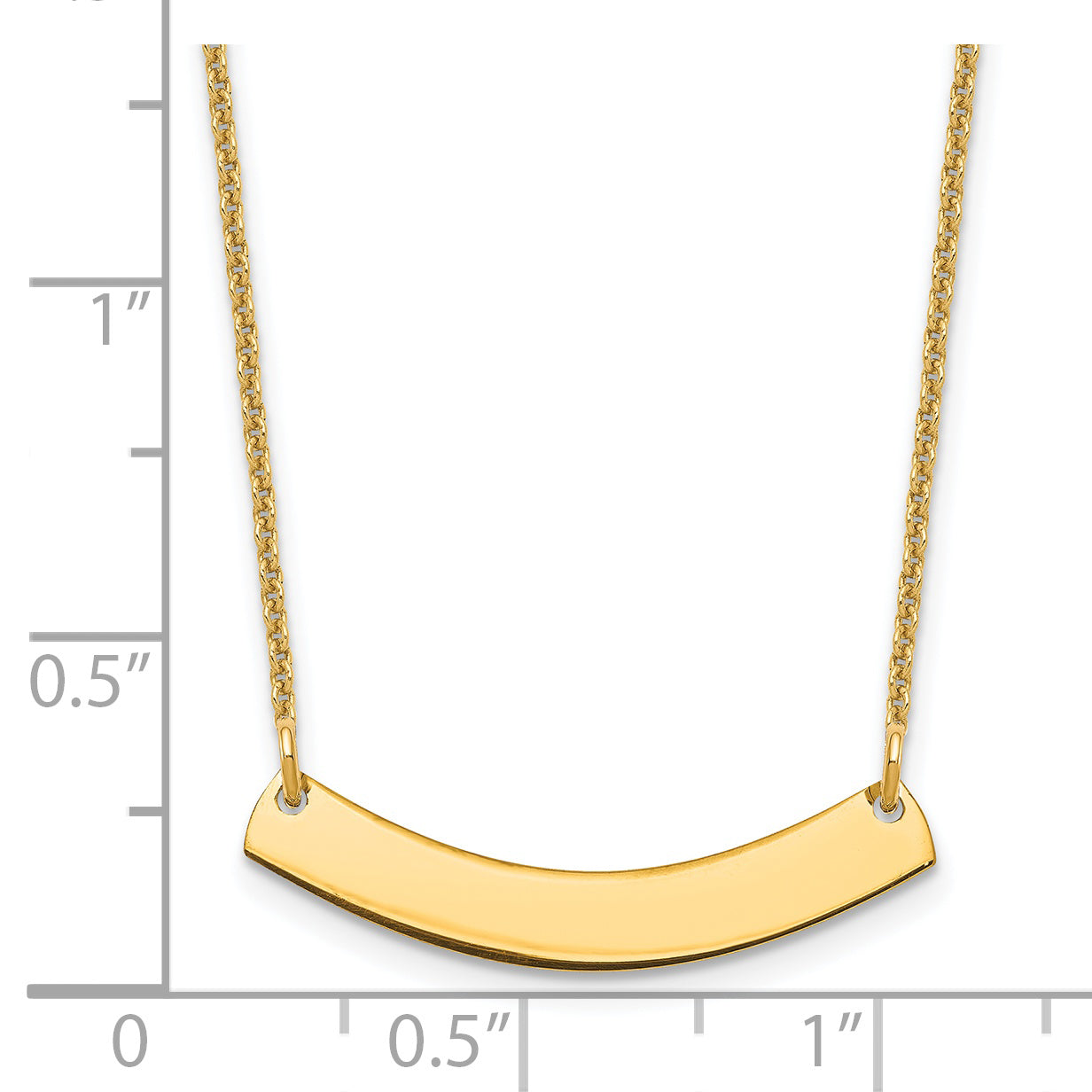 14K Yellow Gold Small Curved Blank Bar Necklace