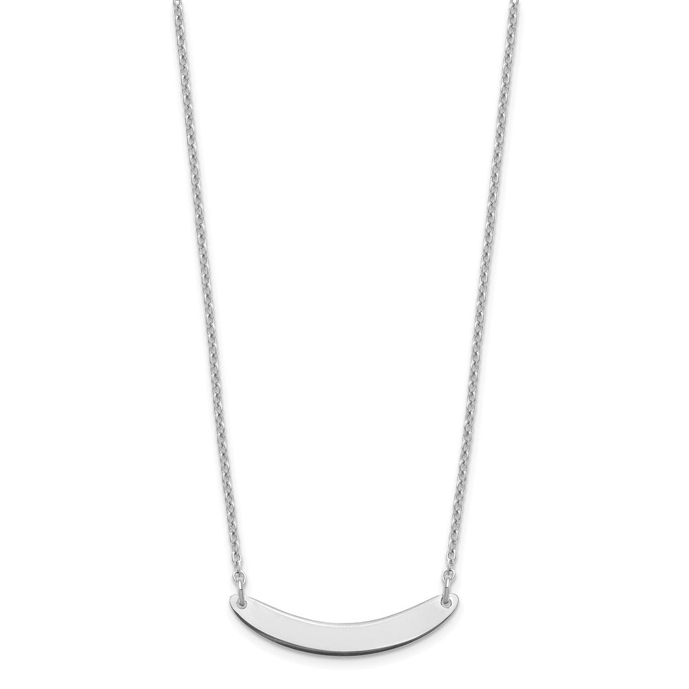 Sterling Silver Silver/Rhodium Plated Small Curved Blank Bar Necklace
