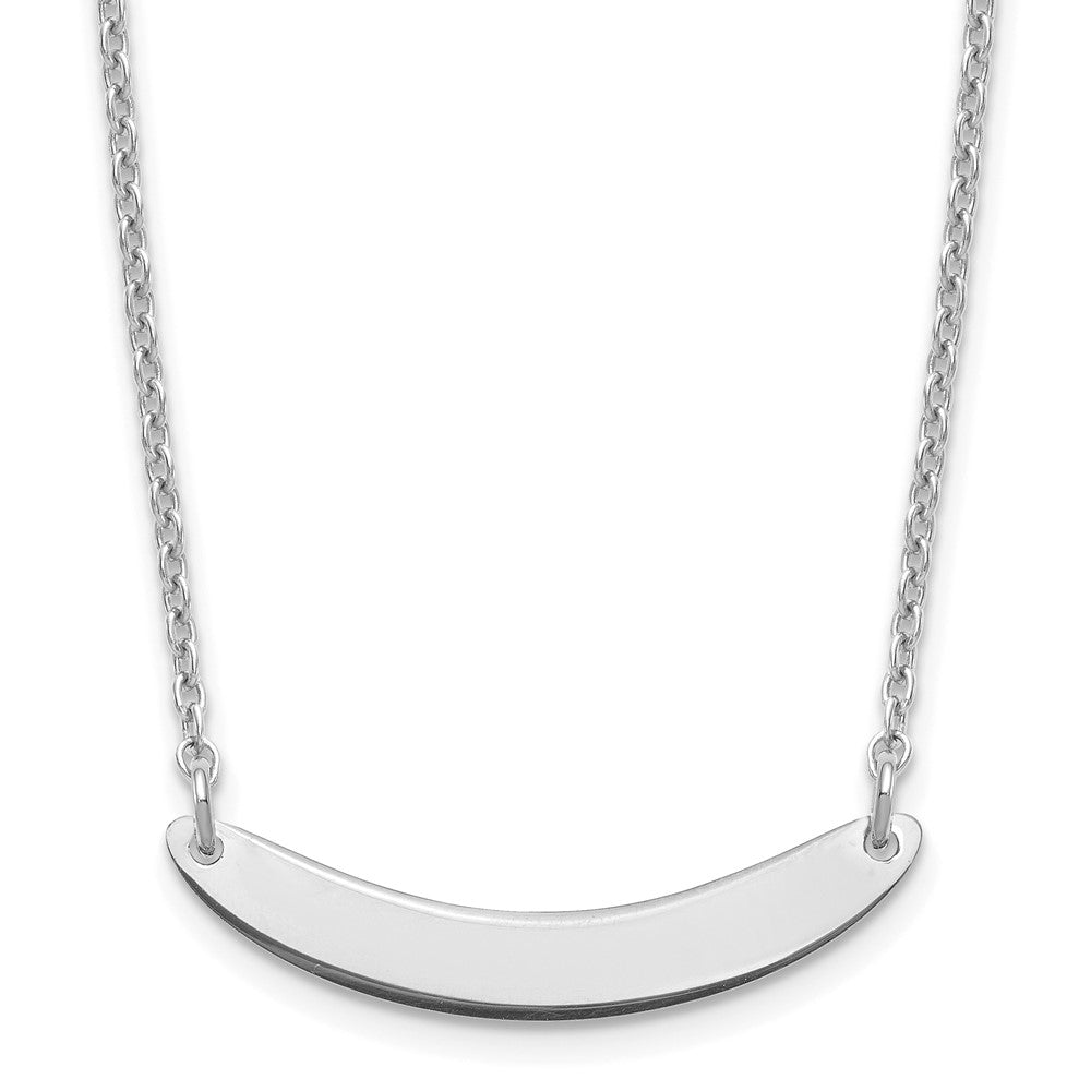 Sterling Silver Silver/Rhodium Plated Small Curved Blank Bar Necklace