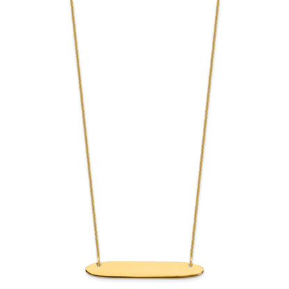 14K Yellow Gold Medium Oblong Blank Bar Necklace