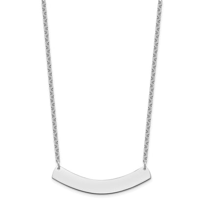 Sterling Silver Silver/Rhodium Plated Medium Curved Blank Bar Necklace