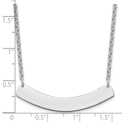 Sterling Silver Silver/Rhodium Plated Medium Curved Blank Bar Necklace