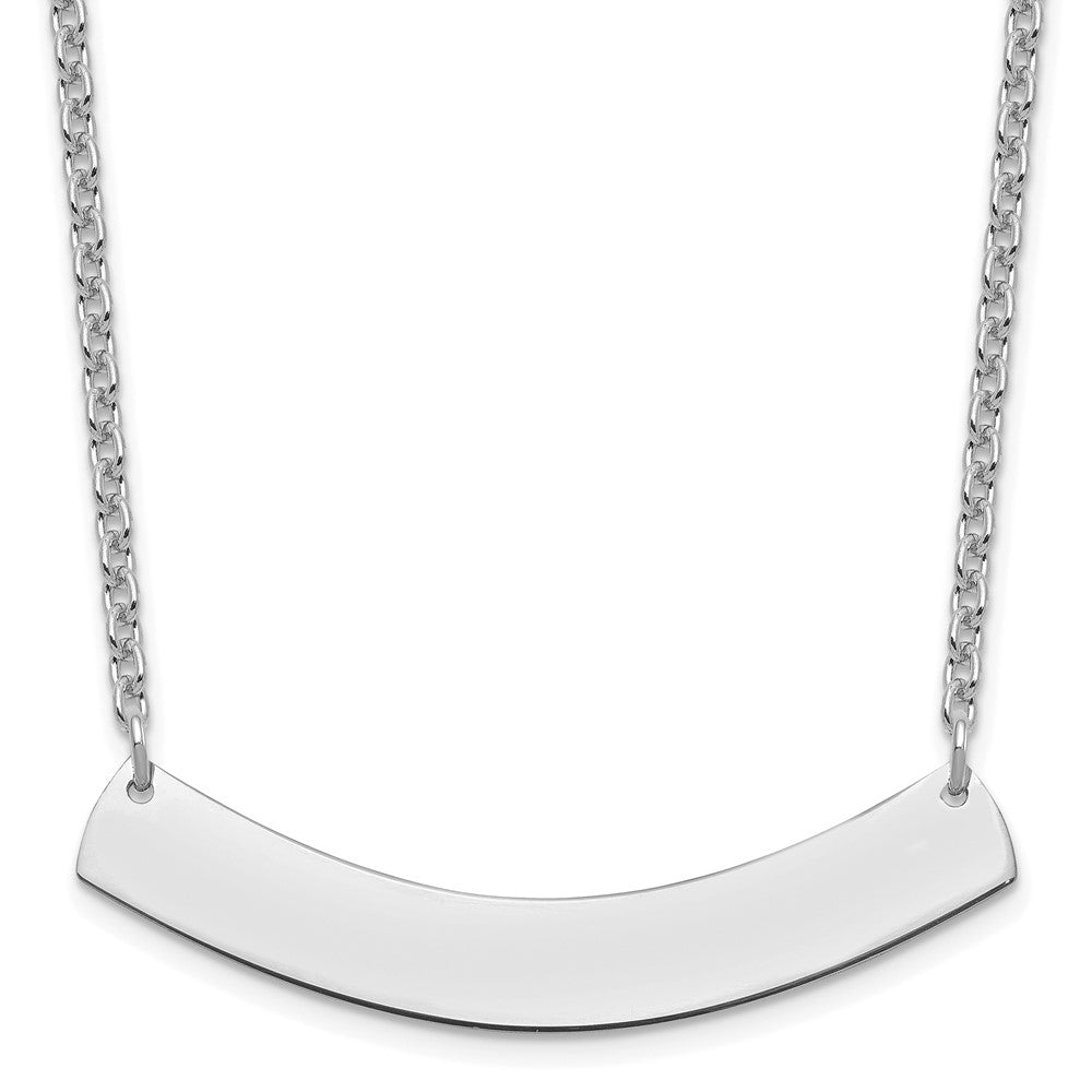 Sterling Silver Silver/Rhodium Plated Medium Curved Blank Bar Necklace