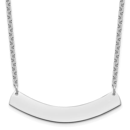Sterling Silver Silver/Rhodium Plated Medium Curved Blank Bar Necklace