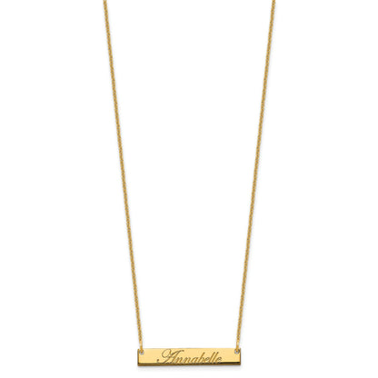 14K Yellow Gold Small Edwardian Script Bar Necklace