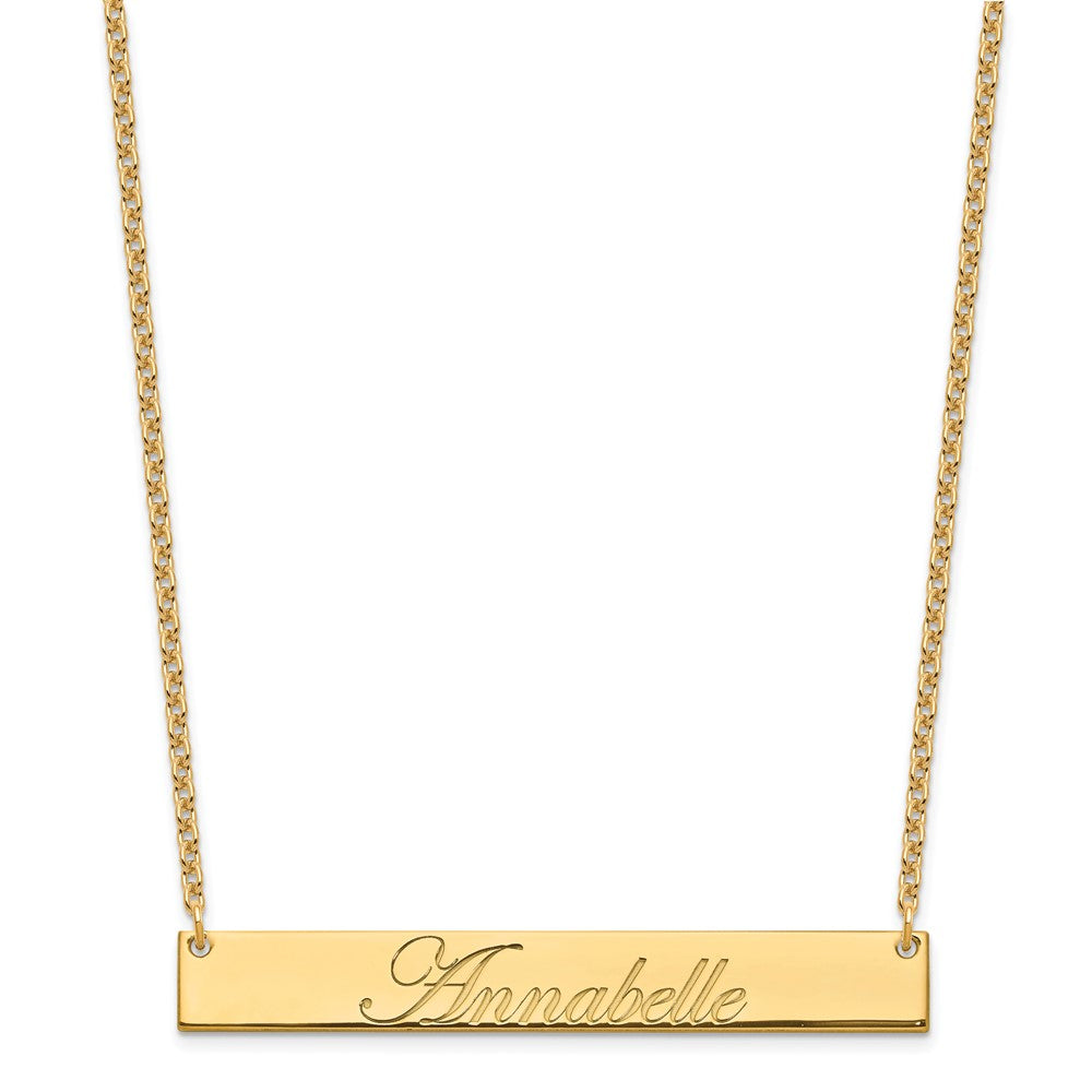 Gold Plated Sterling Silver/Gold Large Edwardian Script Bar Necklace