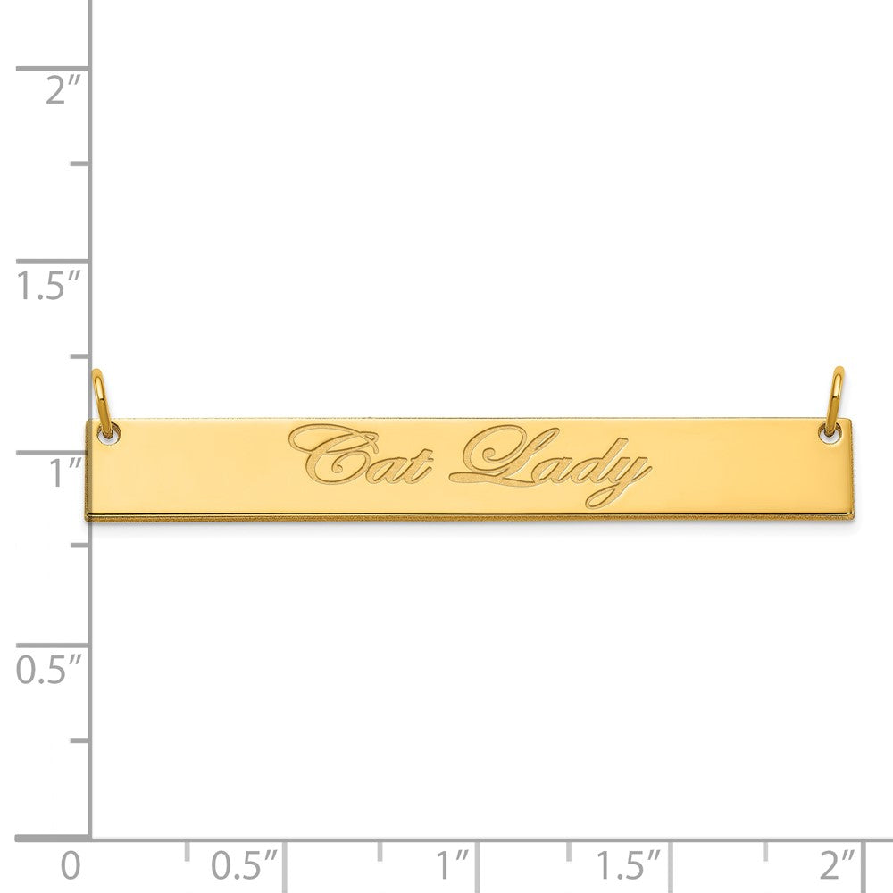 Gold Plated Sterling Silver/Gold Large Edwardian Script Bar Necklace