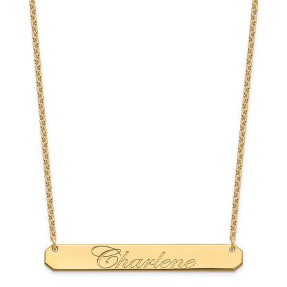 Gold Plated Sterling Silver/Gold Large Edwardian Script Bar Necklace