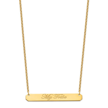 Gold Plated Sterling Silver/Gold Large Edwardian Script Bar Necklace