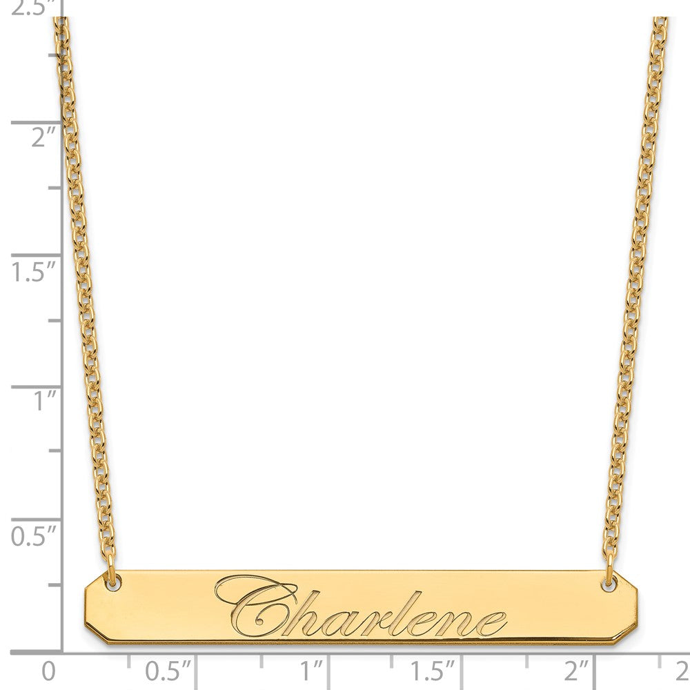 Gold Plated Sterling Silver/Gold Large Edwardian Script Bar Necklace