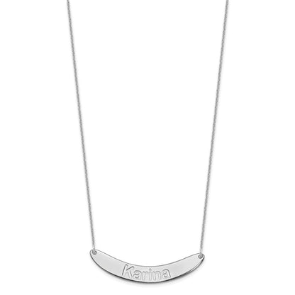 14K White Gold Medium Arial Rounded Curved Bar Necklace