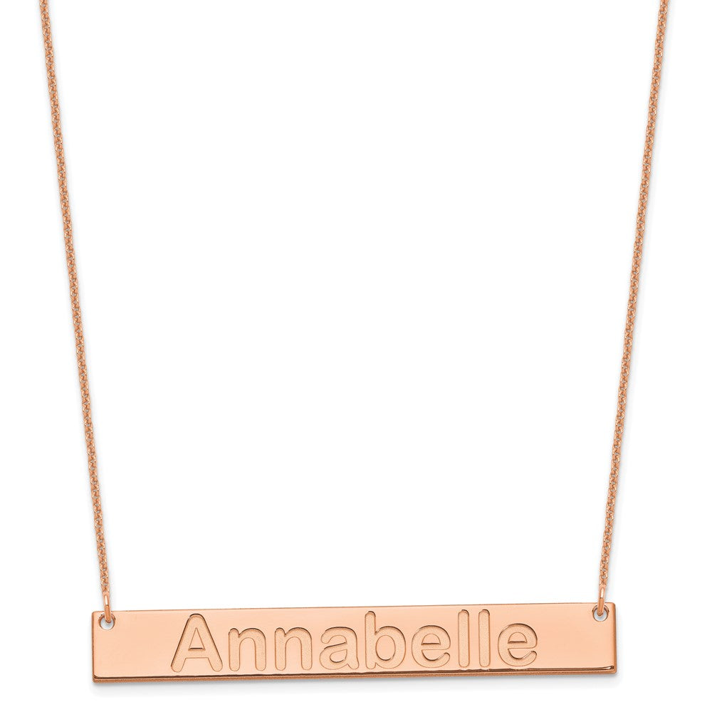 14K Rose Gold Large Arial Rounded Bar Necklace