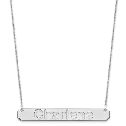 14K White Gold Large Arial Rounded Bar Necklace