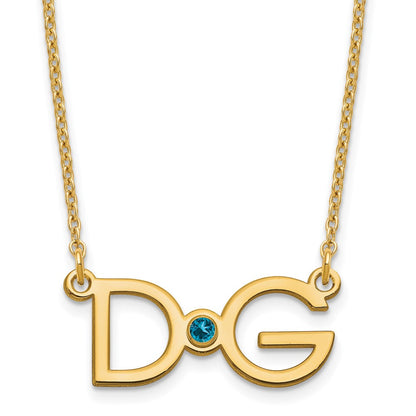 Gold Plated Sterling Silver/Gold Large 2 Initial With Birthstone Necklace