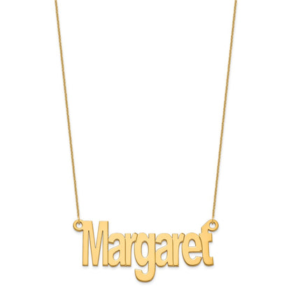 14K Yellow Gold Large Name Plate Necklace