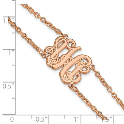 Rose Plated Double Chain Etched Monogram Bracelet