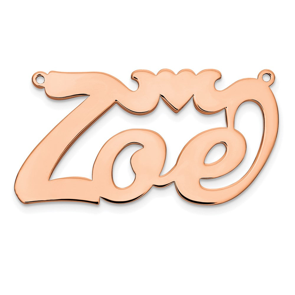 Rose Plated Sterling Silver/Rose Polished Heart Name Plate