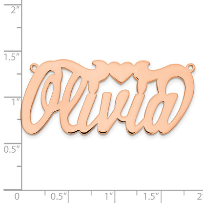 Rose Plated Sterling Silver/Rose Polished Heart Name Plate
