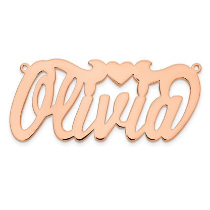 Rose Plated Sterling Silver/Rose Polished Heart Name Plate