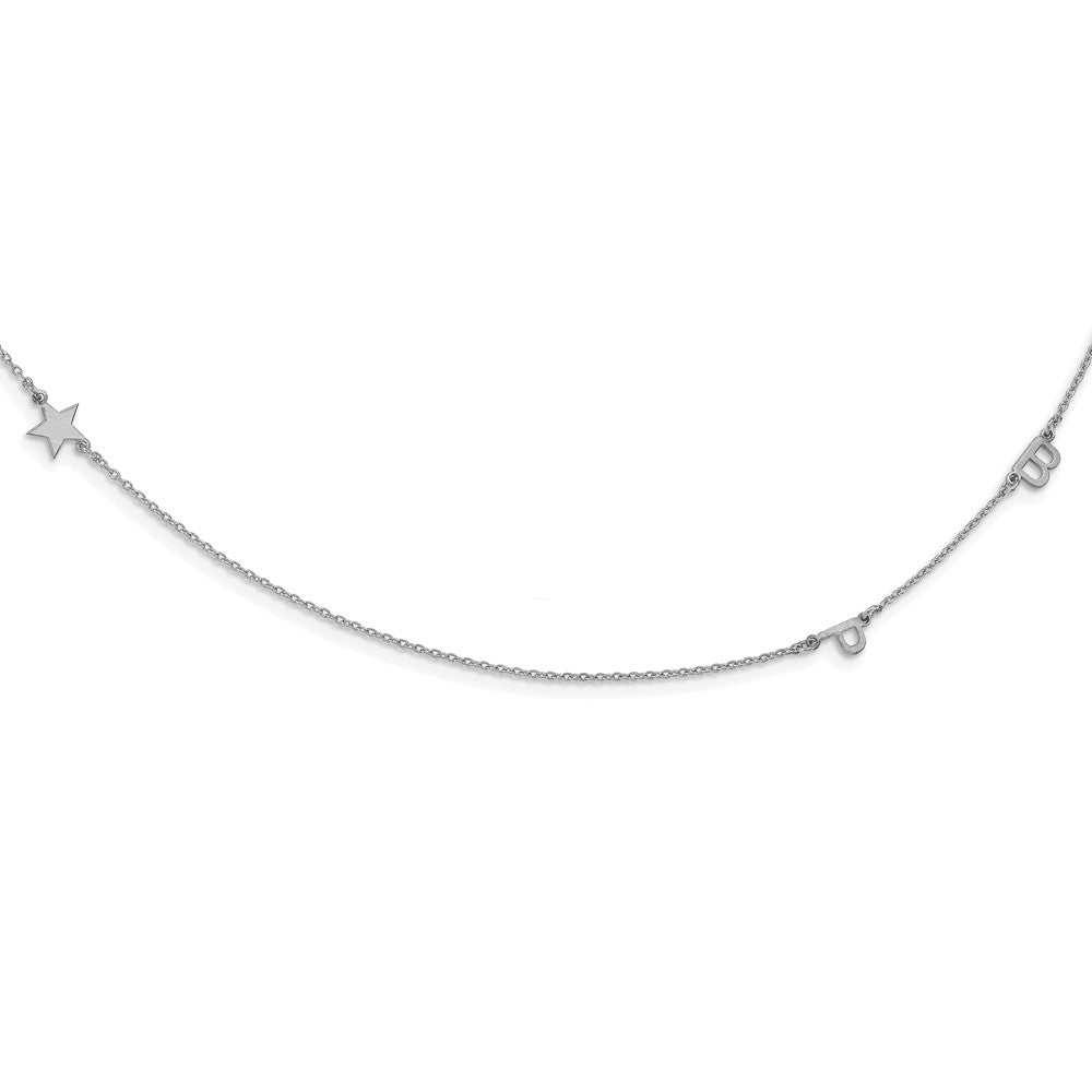 Sterling Silver Silver/Rhodium Plated Brushed 3 Initial/Symbol Necklace