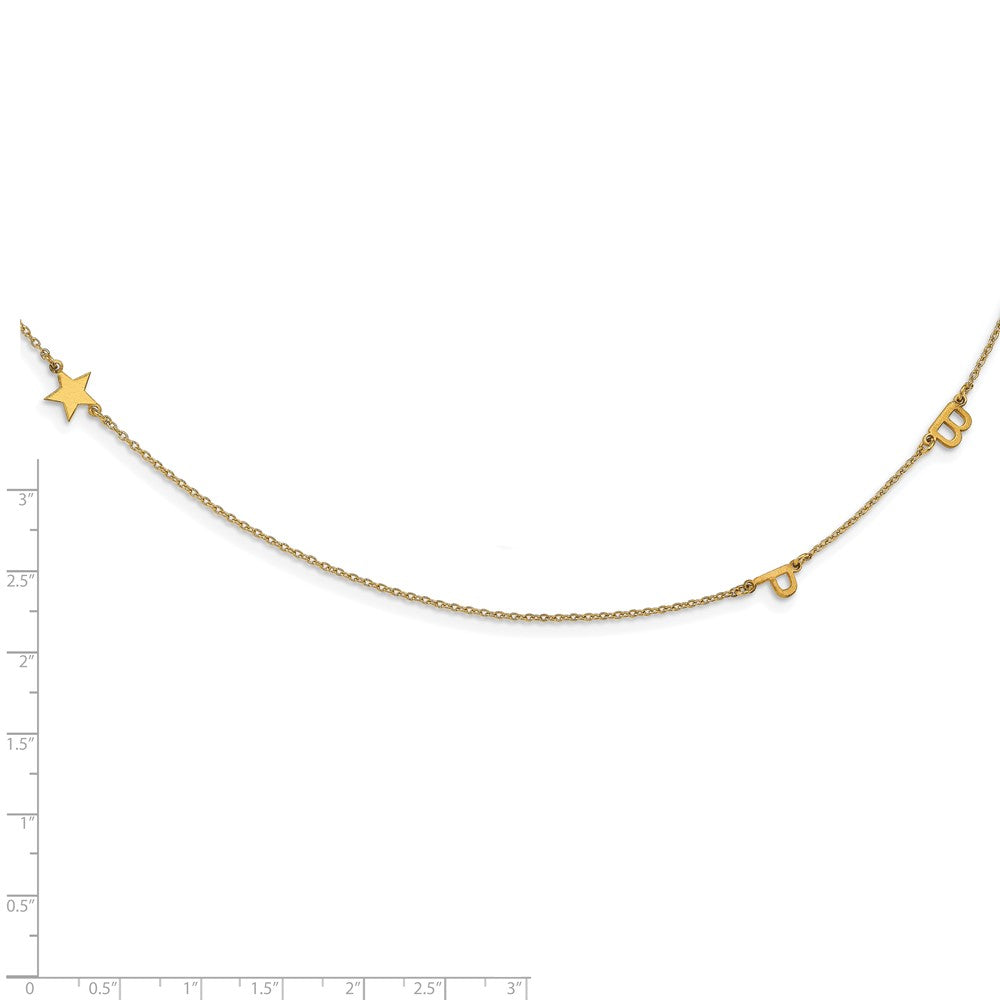 14K Yellow Gold Brushed 3 Initial/Symbol Necklace
