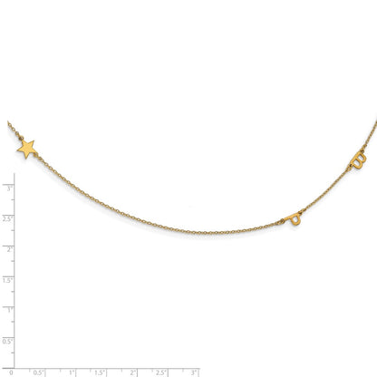 14K Yellow Gold Brushed 3 Initial/Symbol Necklace