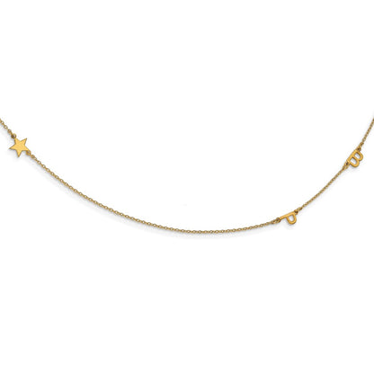 14K Yellow Gold Brushed 3 Initial/Symbol Necklace