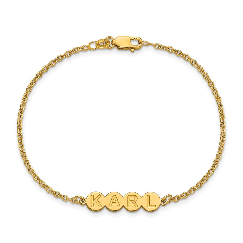 Gold Plated Sterling Silver/Gold 4 Letter Bubble Bracelet