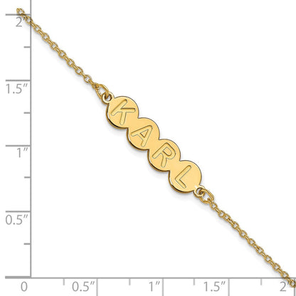 Gold Plated Sterling Silver/Gold 4 Letter Bubble Bracelet