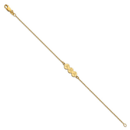 Gold Plated Sterling Silver/Gold 3 Letter Bubble Bracelet